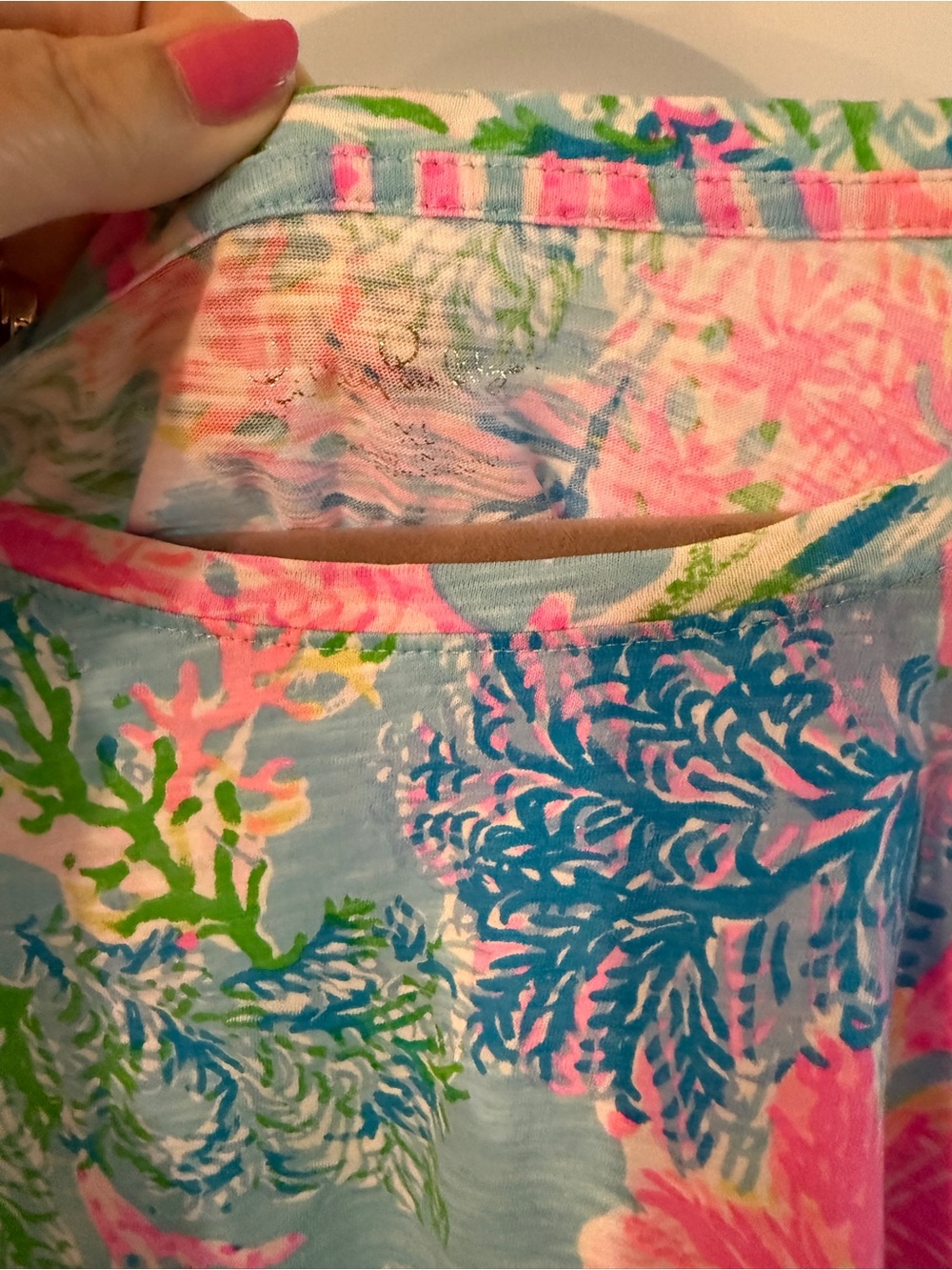 Lilly Pulitzer Scoop-Neck Tee in Blue, Pink & Green Floral - Picture 2 of 2